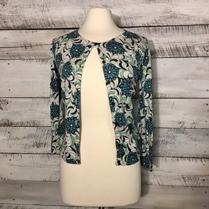 Floral Ann Taylor Light Cotton Cardigan Size M
